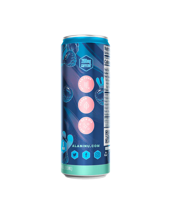 Alani Nu Breezeberry Energy Drink 12 fl oz can side view