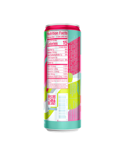 Alani Nu Cherry Twist Limited Edition Energy Drink back label — nutrition facts, 10 calories