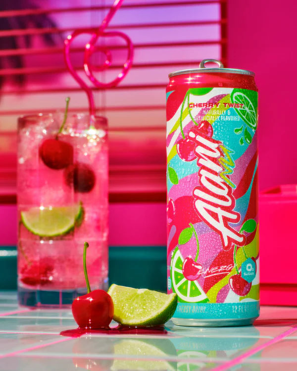 Alani Nu Cherry Twist Limited Edition Energy Drink lifestyle photo — sugar-free