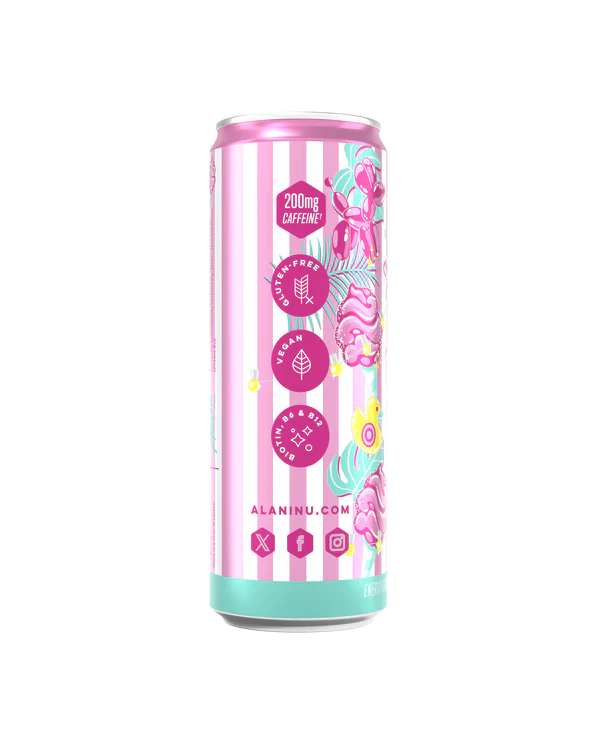 Alani Nu Cotton Candy Energy Drink 12 fl oz can side view