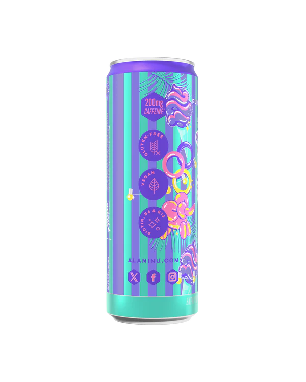Alani Nu Purple Cotton Candy Energy Drink 12 fl oz can side view