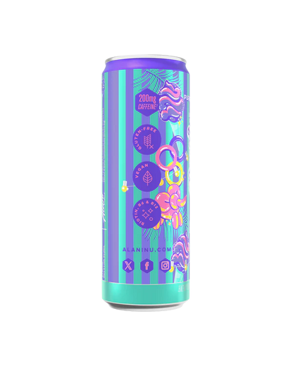 Alani Nu Purple Cotton Candy Energy Drink 12 fl oz can side view
