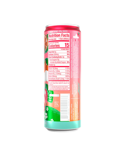 Alani Nu Strawberry Sunrise Energy Drink back label — nutrition facts, 10 calories