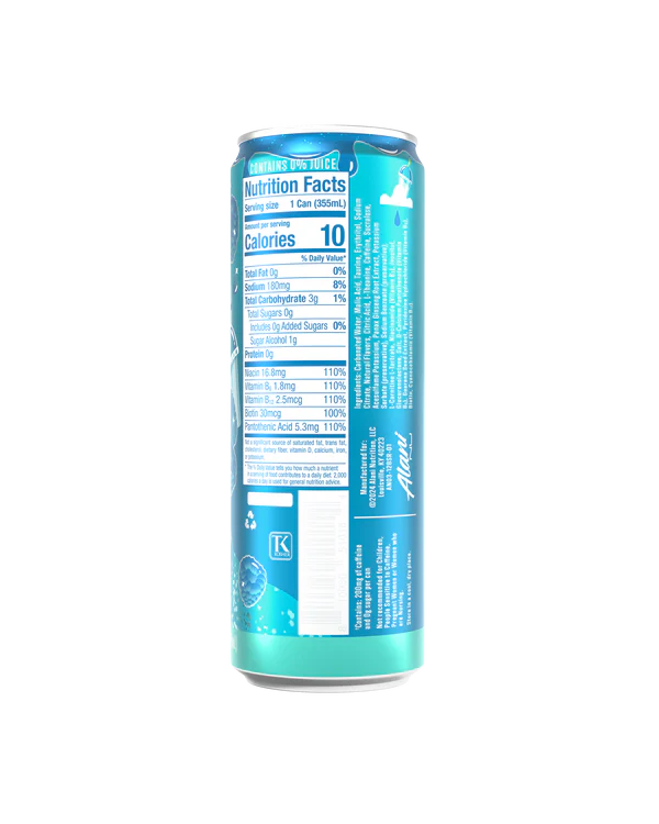Alani Nu Blue Slush by Whitney Simmons Energy Drink back label — nutrition facts