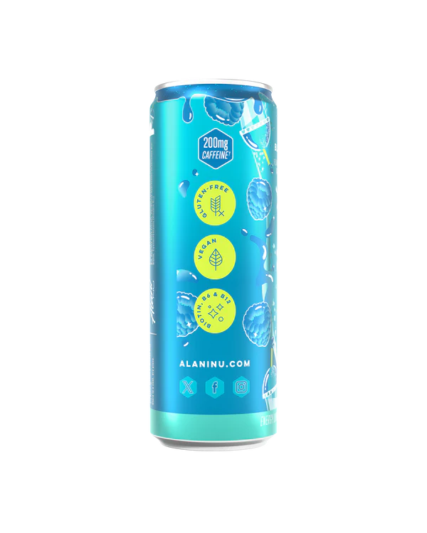 Alani Nu Blue Slush by Whitney Simmons Energy Drink 12 fl oz can side view