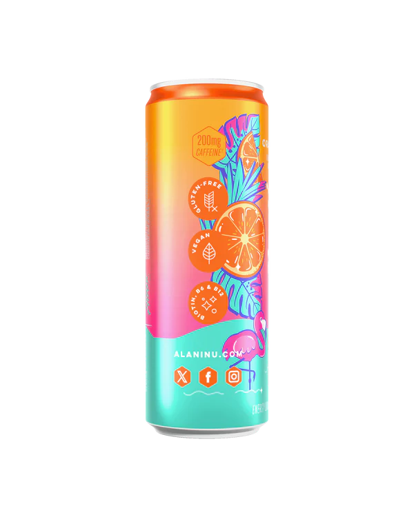 Alani Nu Orange Kiss Energy Drink 12 fl oz can side view