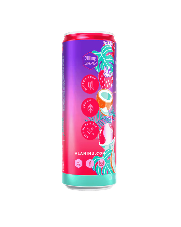 Alani Nu Hawaiian Shaved Ice by Brittany Mahomes Energy Drink 12 fl oz can side view