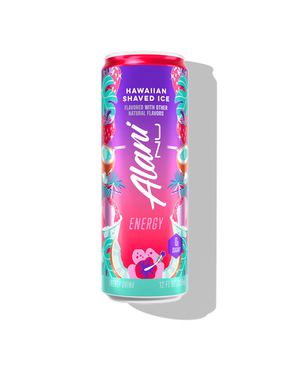 Alani Nu Hawaiian Shaved Ice by Brittany Mahomes Energy Drink 12 fl oz can front — tropical flavor, 200mg caffeine