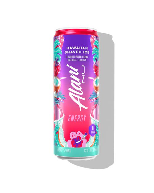 Alani Nu Hawaiian Shaved Ice by Brittany Mahomes Energy Drink 12 fl oz can front — tropical flavor, 200mg caffeine