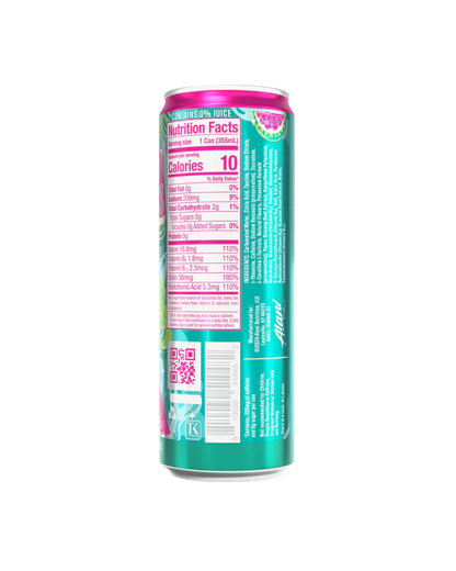 Alani Nu Watermelon Wave by Megan Moroney Energy Drink back label — nutrition facts, 10 calories