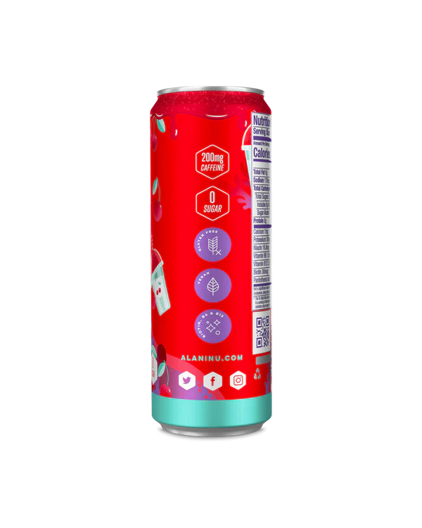 Alani Nu Cherry Slush Energy Drink 12 fl oz can side view