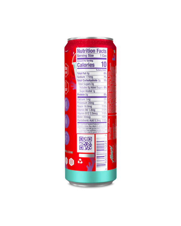Alani Nu Cherry Slush Energy Drink back label — nutrition facts, 10 calories